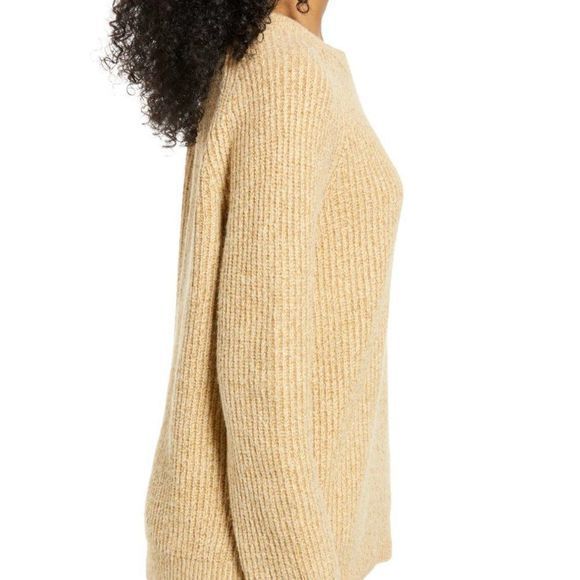 NWOT BP Plaited Stitch Recycled Blend Crewneck Sweater in Tan Boulder (… - Picture 3 of 12